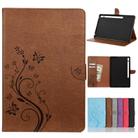 For Samsung Galaxy Tab S8+ / Tab S8 Plus /  Tab S7 FE / Tab S7+ T970/T976B Butterfly Flower Embossing Pattern Horizontal Flip Leather Case with Holder & Card Slots & Wallet(Brown) - 1