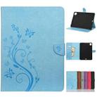 For iPad Pro 11 (2020) Butterfly Flower Embossing Pattern Horizontal Flip Leather Tablet Case with Holder & Card Slots & Wallet(Blue) - 1