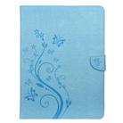 For iPad Pro 11 (2020) Butterfly Flower Embossing Pattern Horizontal Flip Leather Tablet Case with Holder & Card Slots & Wallet(Blue) - 1