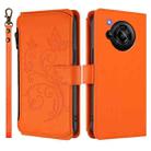 For Sharp Aquos R7 / P7 / SH-52C /A202SH Butterfly Love Flower Multi-card Zipper Wallet Leather Phone Case(Orange) - 2
