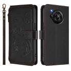 For Sharp Aquos R7 / P7 / SH-52C /A202SH Butterfly Love Flower Multi-card Zipper Wallet Leather Phone Case(Black) - 2