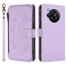 For Sharp Aquos R7 / P7 / SH-52C /A202SH Butterfly Love Flower Multi-card Zipper Wallet Leather Phone Case(Light Purple) - 2