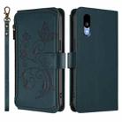 For Sharp Basio Active3 Butterfly Love Flower Multi-card Zipper Wallet Leather Phone Case(Dark Green) - 2