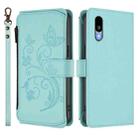 For Sharp Basio Active3 Butterfly Love Flower Multi-card Zipper Wallet Leather Phone Case(Mint Green) - 2