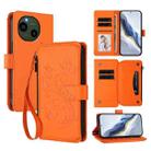 For Sharp Aquos R9 SH-51E Butterfly Love Flower Multi-card Zipper Wallet Leather Phone Case(Orange) - 1