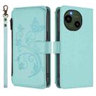 For Sharp Aquos R9 SH-51E Butterfly Love Flower Multi-card Zipper Wallet Leather Phone Case(Mint Green) - 2