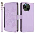 For Sharp Aquos R9 SH-51E Butterfly Love Flower Multi-card Zipper Wallet Leather Phone Case(Light Purple) - 2