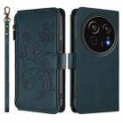 For Sharp Aquos R9 Pro SH-54E Butterfly Love Flower Multi-card Zipper Wallet Leather Phone Case(Dark Green) - 2