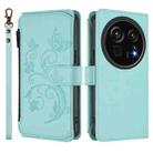 For Sharp Aquos R9 Pro SH-54E Butterfly Love Flower Multi-card Zipper Wallet Leather Phone Case(Mint Green) - 2