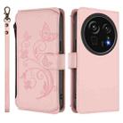 For Sharp Aquos R9 Pro SH-54E Butterfly Love Flower Multi-card Zipper Wallet Leather Phone Case(Pink) - 2