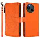 For Sharp Aquos R10 Butterfly Love Flower Multi-card Zipper Wallet Leather Phone Case(Orange) - 2
