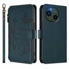 For Sharp Aquos R10 Butterfly Love Flower Multi-card Zipper Wallet Leather Phone Case(Dark Green) - 2