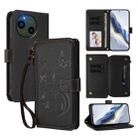 For Sharp Aquos R10 Butterfly Love Flower Multi-card Zipper Wallet Leather Phone Case(Black) - 1