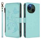 For Sharp Aquos R10 Butterfly Love Flower Multi-card Zipper Wallet Leather Phone Case(Mint Green) - 2