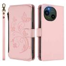 For Sharp Aquos R10 Butterfly Love Flower Multi-card Zipper Wallet Leather Phone Case(Pink) - 2