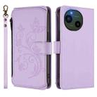 For Sharp Aquos R10 Butterfly Love Flower Multi-card Zipper Wallet Leather Phone Case(Light Purple) - 2