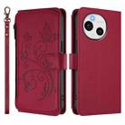 For Sharp Aquos Sense9 Plus Butterfly Love Flower Multi-card Zipper Wallet Leather Phone Case(Wine Red) - 2