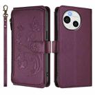For Sharp Aquos Sense9 Butterfly Love Flower Multi-card Zipper Wallet Leather Phone Case(Dark Purple) - 2