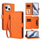 For Sharp Aquos Sense9 Butterfly Love Flower Multi-card Zipper Wallet Leather Phone Case(Orange) - 1