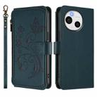 For Sharp Aquos Sense9 Butterfly Love Flower Multi-card Zipper Wallet Leather Phone Case(Dark Green) - 2