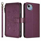 For Sharp Aquos Wish4 / SH-52E Butterfly Love Flower Multi-card Zipper Wallet Leather Phone Case(Dark Purple) - 2