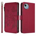 For Sharp Aquos Wish4 / SH-52E Butterfly Love Flower Multi-card Zipper Wallet Leather Phone Case(Wine Red) - 2