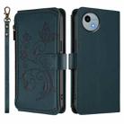For Sharp Aquos Wish4 / SH-52E Butterfly Love Flower Multi-card Zipper Wallet Leather Phone Case(Dark Green) - 2
