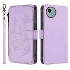 For Sharp Aquos Wish4 / SH-52E Butterfly Love Flower Multi-card Zipper Wallet Leather Phone Case(Light Purple) - 2