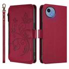 For Sharp Aquos Wish5 Butterfly Love Flower Multi-card Zipper Wallet Leather Phone Case(Wine Red) - 2