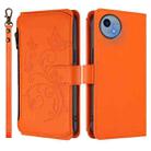 For Sharp Aquos Wish5 Butterfly Love Flower Multi-card Zipper Wallet Leather Phone Case(Orange) - 2