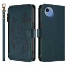 For Sharp Aquos Wish5 Butterfly Love Flower Multi-card Zipper Wallet Leather Phone Case(Dark Green) - 2