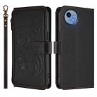 For Sharp Aquos Wish5 Butterfly Love Flower Multi-card Zipper Wallet Leather Phone Case(Black) - 2