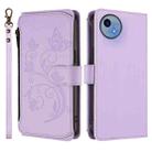 For Sharp Aquos Wish5 Butterfly Love Flower Multi-card Zipper Wallet Leather Phone Case(Light Purple) - 2