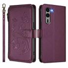 For Fujitsu Arrows We2 Plus F-51E Butterfly Love Flower Multi-card Zipper Wallet Leather Phone Case(Dark Purple) - 2