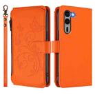 For Fujitsu Arrows We2 Plus F-51E Butterfly Love Flower Multi-card Zipper Wallet Leather Phone Case(Orange) - 2