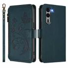 For Fujitsu Arrows We2 Plus F-51E Butterfly Love Flower Multi-card Zipper Wallet Leather Phone Case(Dark Green) - 2