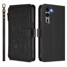 For Fujitsu Arrows We2 Plus F-51E Butterfly Love Flower Multi-card Zipper Wallet Leather Phone Case(Black) - 2