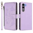 For Fujitsu Arrows We2 Plus F-51E Butterfly Love Flower Multi-card Zipper Wallet Leather Phone Case(Light Purple) - 2