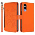 For Fujitsu Arrows We2 F-52E Butterfly Love Flower Multi-card Zipper Wallet Leather Phone Case(Orange) - 2