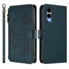 For Fujitsu Arrows We2 F-52E Butterfly Love Flower Multi-card Zipper Wallet Leather Phone Case(Dark Green) - 2