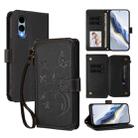 For Fujitsu Arrows We2 F-52E Butterfly Love Flower Multi-card Zipper Wallet Leather Phone Case(Black) - 1