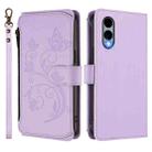 For Fujitsu Arrows We2 F-52E Butterfly Love Flower Multi-card Zipper Wallet Leather Phone Case(Light Purple) - 2