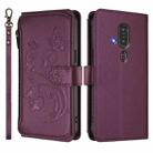 For Fujitsu RakuRaku F-53E Butterfly Love Flower Multi-card Zipper Wallet Leather Phone Case(Dark Purple) - 2