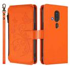For Fujitsu RakuRaku F-53E Butterfly Love Flower Multi-card Zipper Wallet Leather Phone Case(Orange) - 2