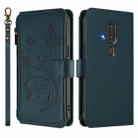 For Fujitsu RakuRaku F-53E Butterfly Love Flower Multi-card Zipper Wallet Leather Phone Case(Dark Green) - 2
