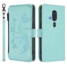 For Fujitsu RakuRaku F-53E Butterfly Love Flower Multi-card Zipper Wallet Leather Phone Case(Mint Green) - 2