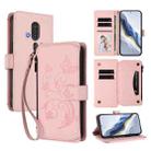 For Fujitsu RakuRaku F-53E Butterfly Love Flower Multi-card Zipper Wallet Leather Phone Case(Pink) - 1