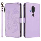 For Fujitsu RakuRaku F-53E Butterfly Love Flower Multi-card Zipper Wallet Leather Phone Case(Light Purple) - 2