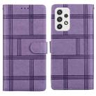 For Samsung Galaxy A13 4G / 5G Embossed Checkered Leather Phone Case(Purple) - 1