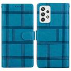 For Samsung Galaxy A32 5G Embossed Checkered Leather Phone Case(Blue) - 1